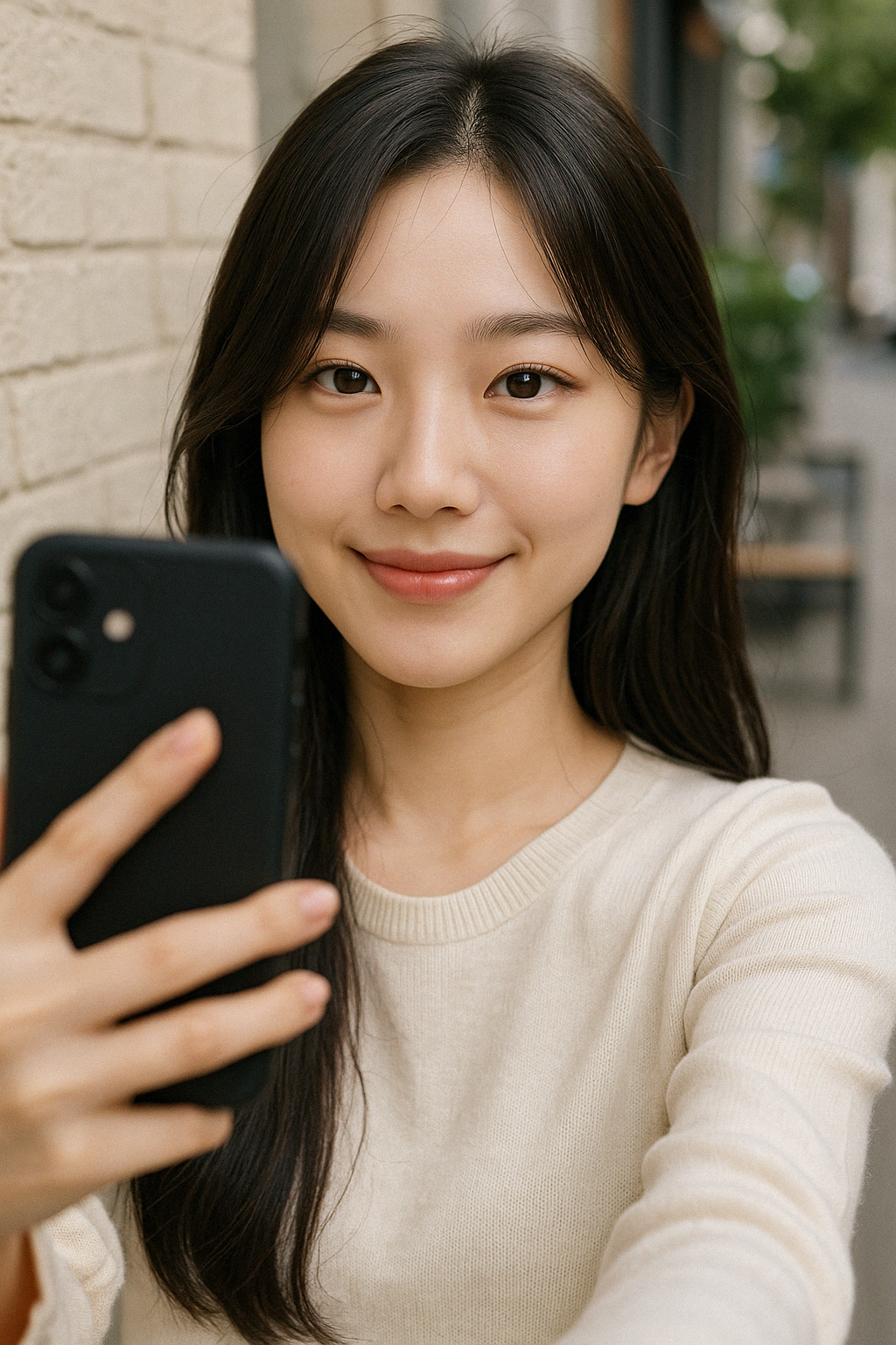自撮りする女性